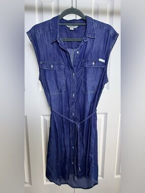Calvin Klein Jeans Indigo Denim Button-Front Sleeveless Dress